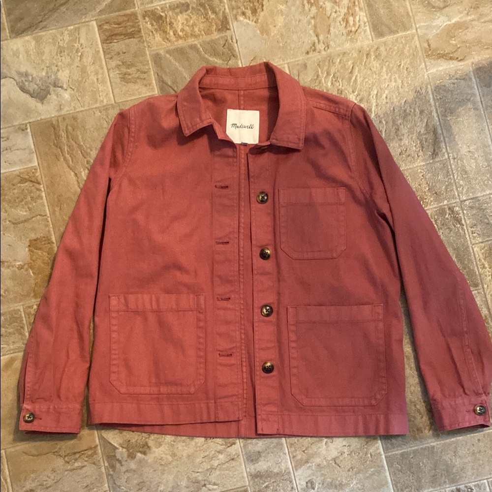 Madewell NEW XS pocket pink Button-Up summer, work, office, utility Jacket.